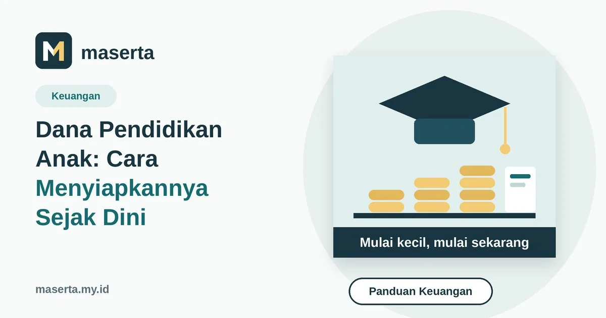 Ilustrasi topi wisuda di atas tumpukan koin yang makin tinggi dan sebuah buku