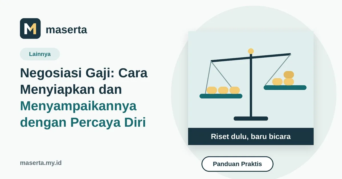 Ilustrasi timbangan dengan koin dan dokumen kontrak yang melambangkan negosiasi gaji