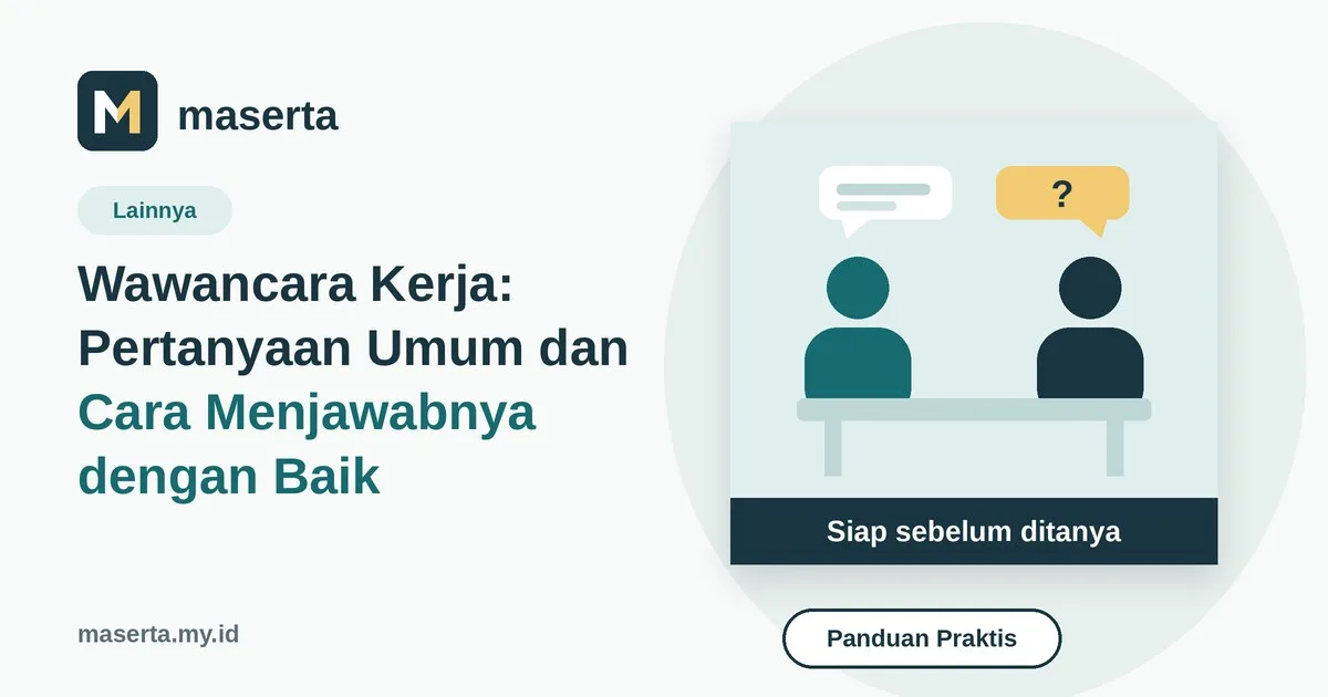 Ilustrasi dua orang berbincang di meja wawancara kerja dengan gelembung percakapan
