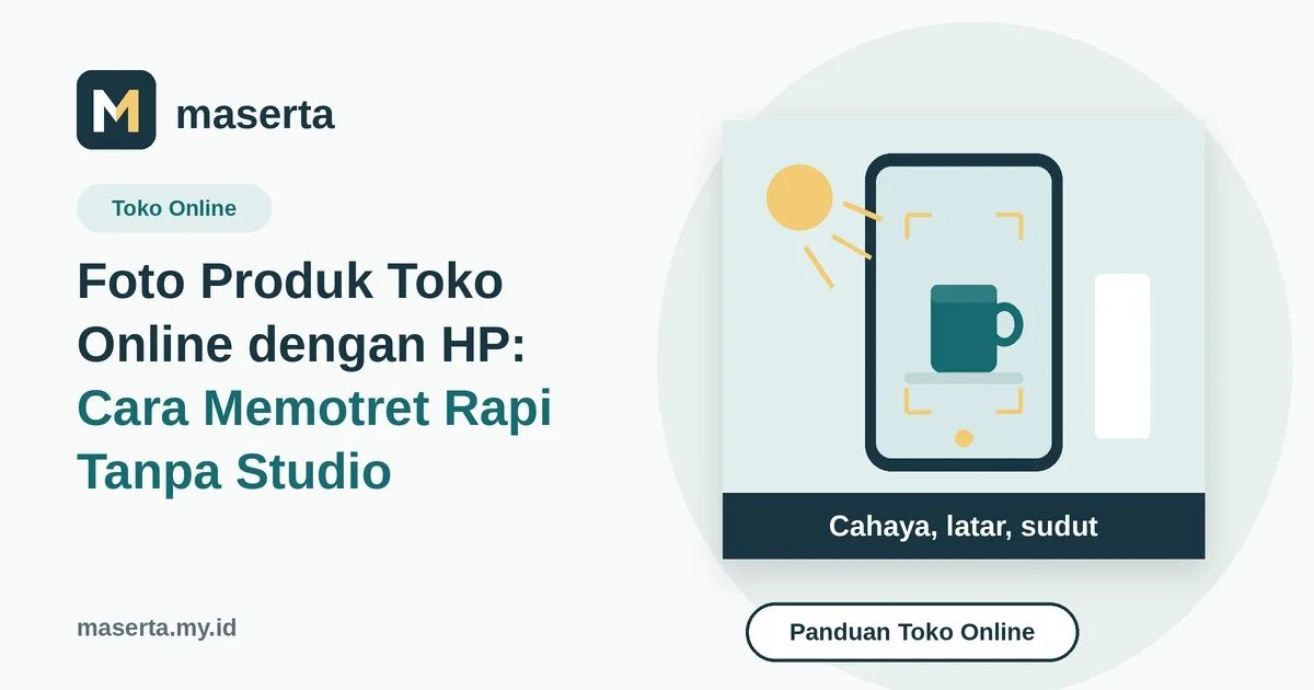Ilustrasi ponsel memotret cangkir produk dengan cahaya jendela