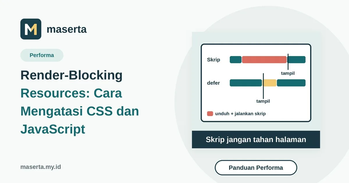 Illustration of a page load timeline: a blocking script holds back rendering while a deferred script runs after the page appears
